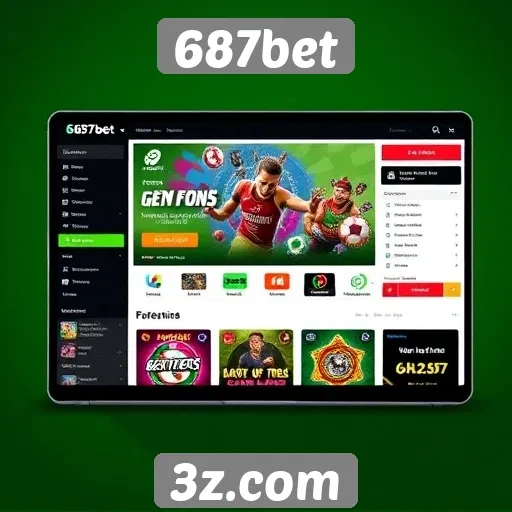 Design e navegação no site 687bet